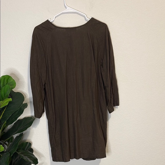 Eva Tralala Paris 100% linen chocolate brown one button jacket - Picture 7 of 8